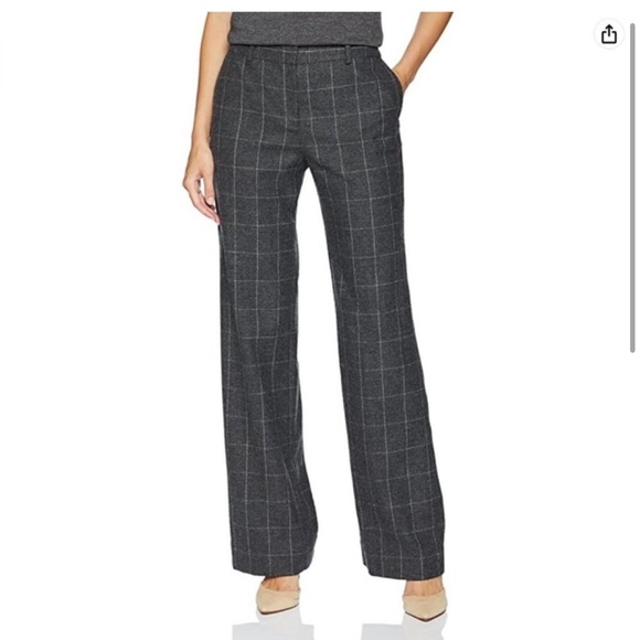 Equipment Twill Hagan Scholastic Plaid Wool Pants Wide Leg Gray High Waist - Picture 1 of 12